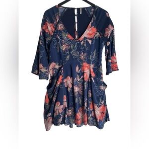 Free People Eyes on You Mini Dress Navy Floral